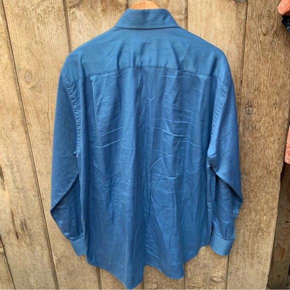 Brioni mens button up shirt size Large blue Italy - Picture 5 of 8